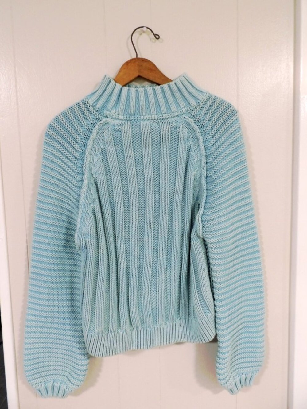 Free People Chunky Rib Knit Sweetheart Sweater | Light Blue | XS - Picture 4 of 5